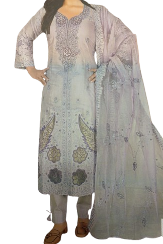 এলিগ্যান্ট প্যাস্টেল এমব্রয়ডারি থ্রি-পিস